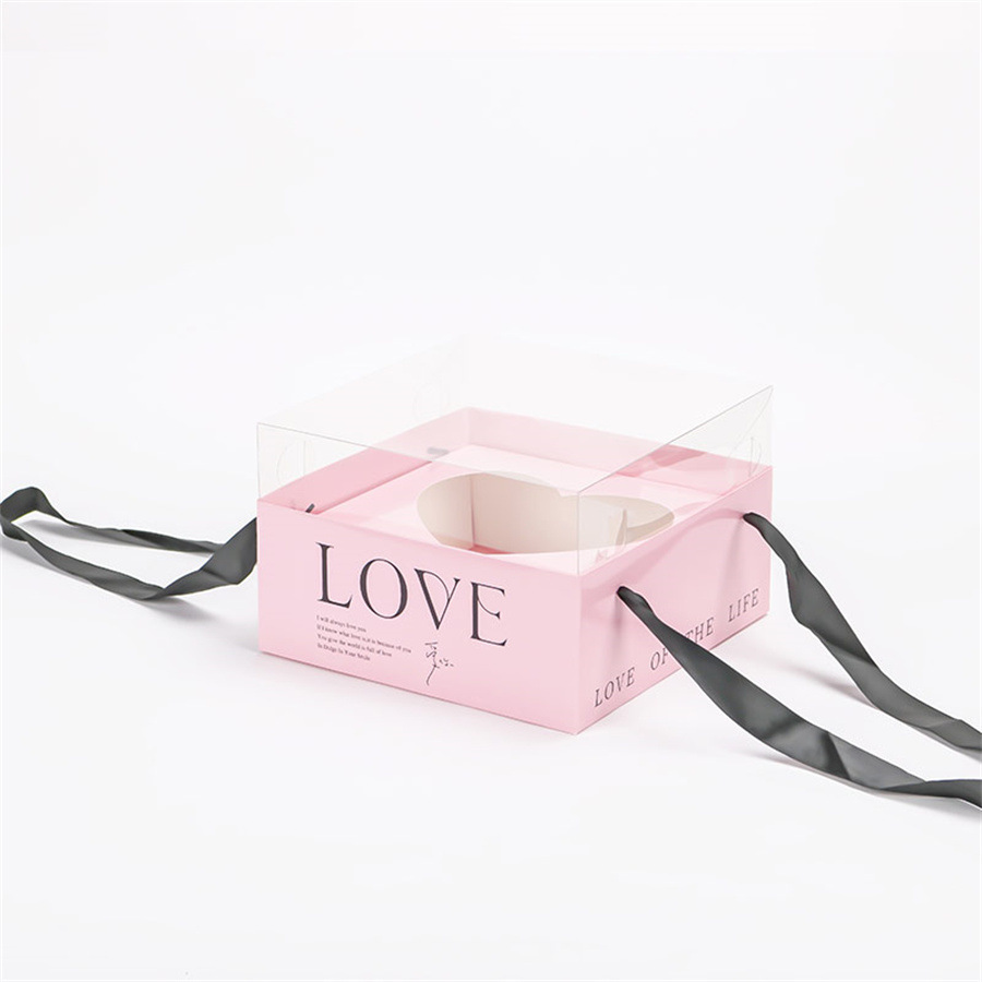 Caja de cártamo neto, espejo plegable, caja portátil, caja de regalo de flores, caja de flores de San Valentín, caja portátil de amor de PVC al por mayor