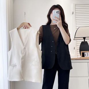 Suit Vest plus size Women's chubby girl Autumn 2024 New Korean Style Elegant V-neck Fashion Casual Jacket