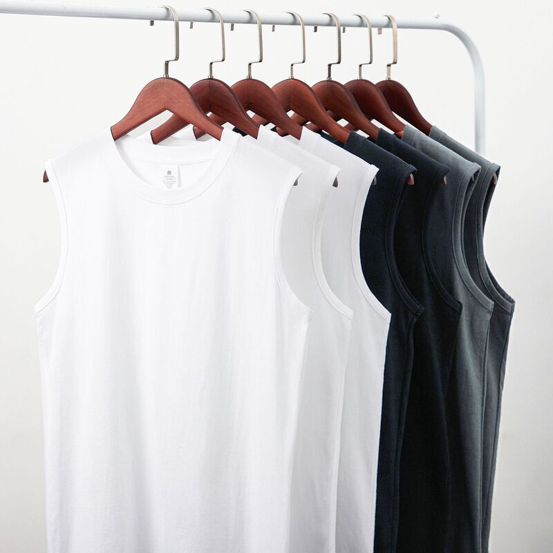 230g Heavyweight Pure Cotton Round Neck Vest Men's Summer Loose Casual Fitness Sports Sleeveless T-Shirt Wholesale
