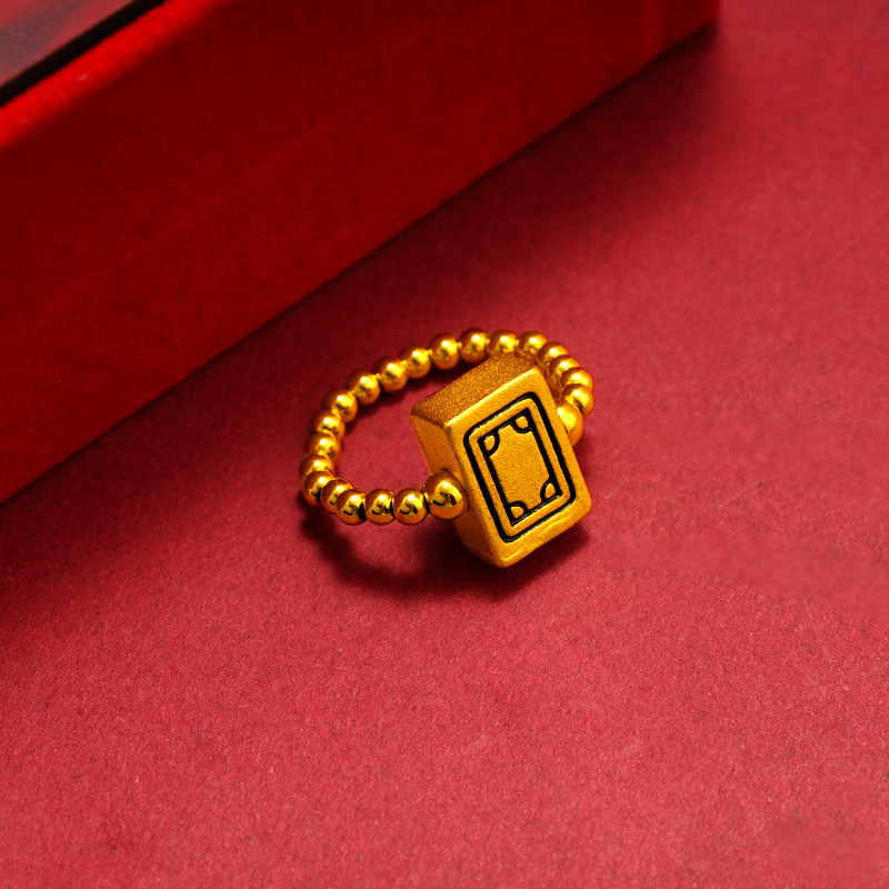 Una vez que lo use, obtendrá Mahjong rojo fortuna anillo femenino nicho diseño índice dedo anillo elástico ajustable