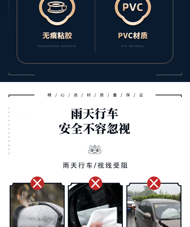 Guochao Style Lion Dance Car Rearview Mirror Rain Shield Universal Rearview Mirror Rain Cover Board Manufacturer Wholesale Waterproof
