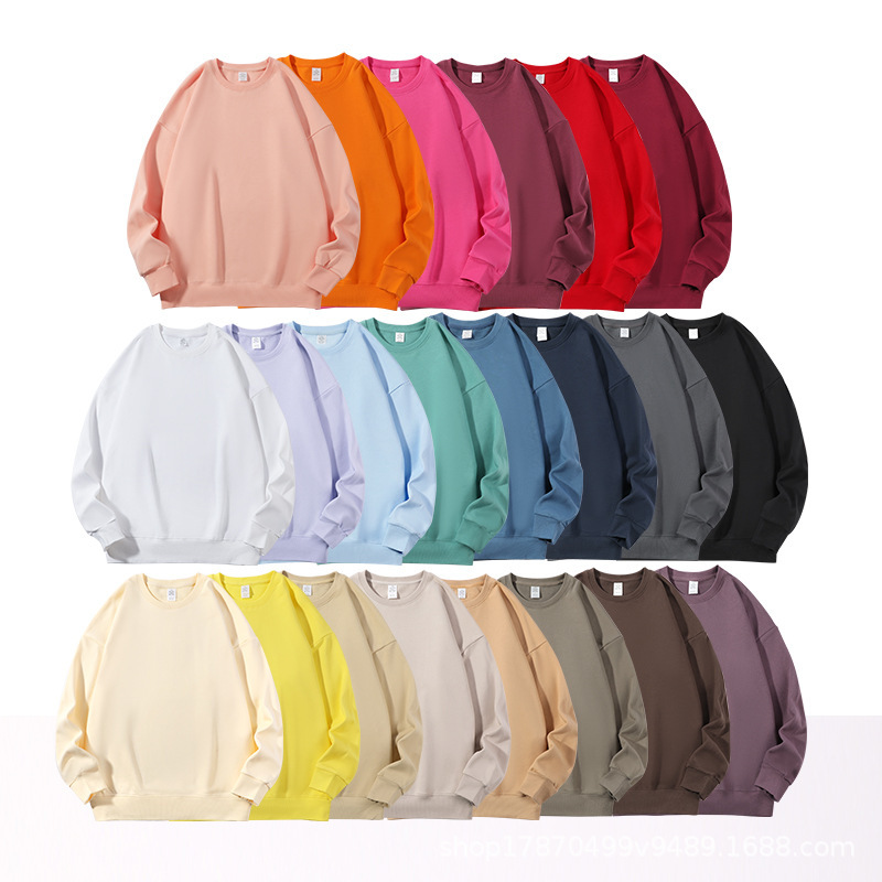 American Style 380g Large Terry Crew Neck Sweatshirt, Drop Shoulder, Solid Color, Trendy, Loose Fit, Hoodless, Long Sleeve, Cross-Border Trade, Gray