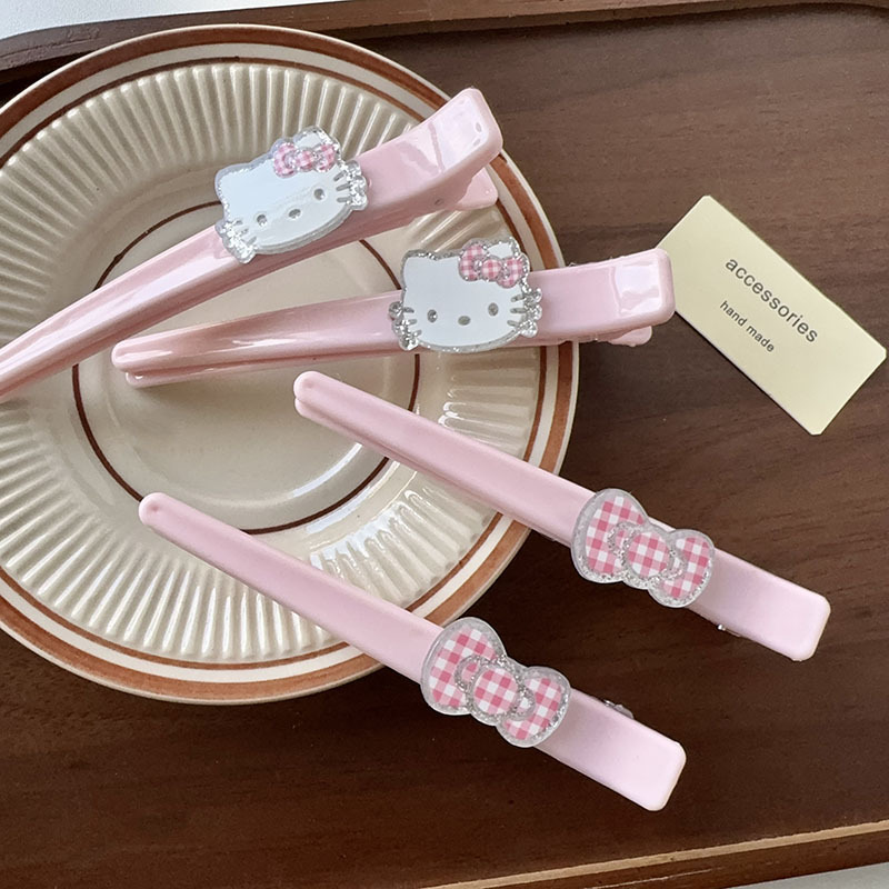 cute pink kitty  barrettes side clip side female face wash makeup forehead broken hair fringe clip hairpin