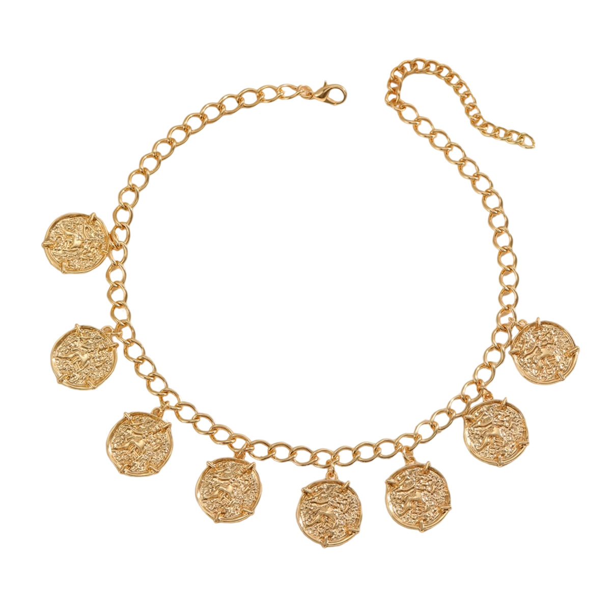Monedas de oro metálicas en relieve de estilo europeo y americano diseño de moda exagerado collar único atractivo cadena clavícula al por mayor