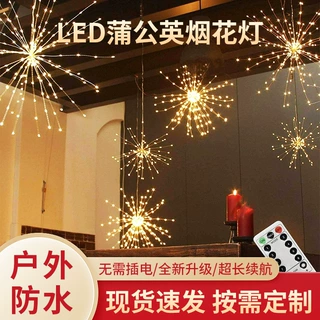 led烟花灯天幕装饰灯满天星4AA电池蒲公英铜线灯婚庆装饰氛围灯