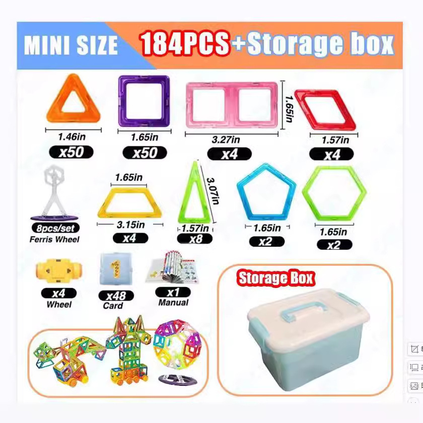 Small magnetic children's constructor, toy, set, castle