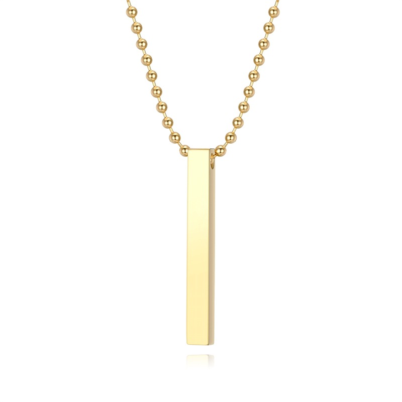 Colgante de acero de titanio de moda europea y americana collar largo tridimensional columna cuadrada de cuatro lados letras Collar personalizado