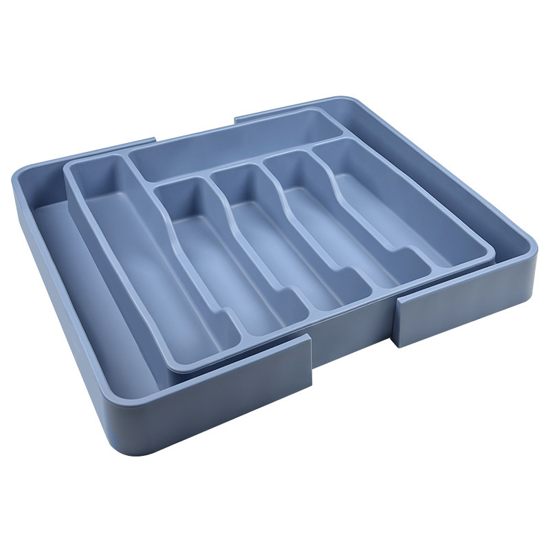 Caja de almacenamiento de vajilla de silicona, cuchillo y tenedor de cocina, palillos, estante de clasificación de compartimento, cajón de gabinete, estante de almacenamiento de vajilla, caja