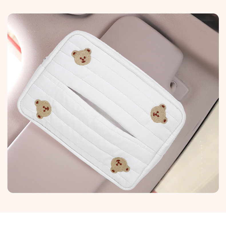 Cartoon fabric car tissue box car seat back-mounted paper box multifunctional car interior supplies DIY