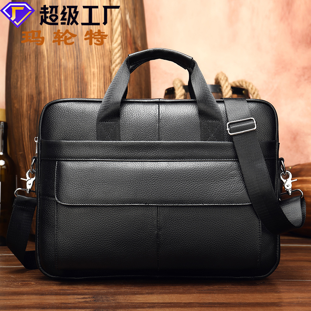 Mairunte New Arrival Wholesale Leather Bag, Men's Business Briefcase, Genuine Cowhide Document Case, Men's Laptop Bag