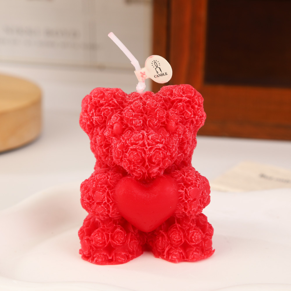 Rose bear perfume vela al por mayor creativa casera de la atmósfera del día de San Valentín perfume regalo de mano modelado vela transfronteriza