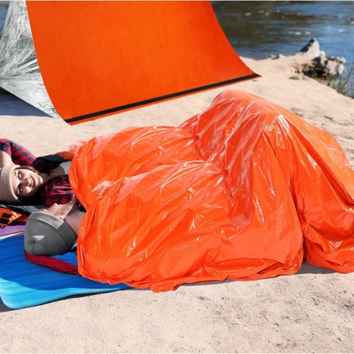 Emergency Sleeping Bag Insulation Blanket 26 Micron Orange PE Aluminum Coated Survival Camping Emergency Single Person Sleeping Bag Amazon