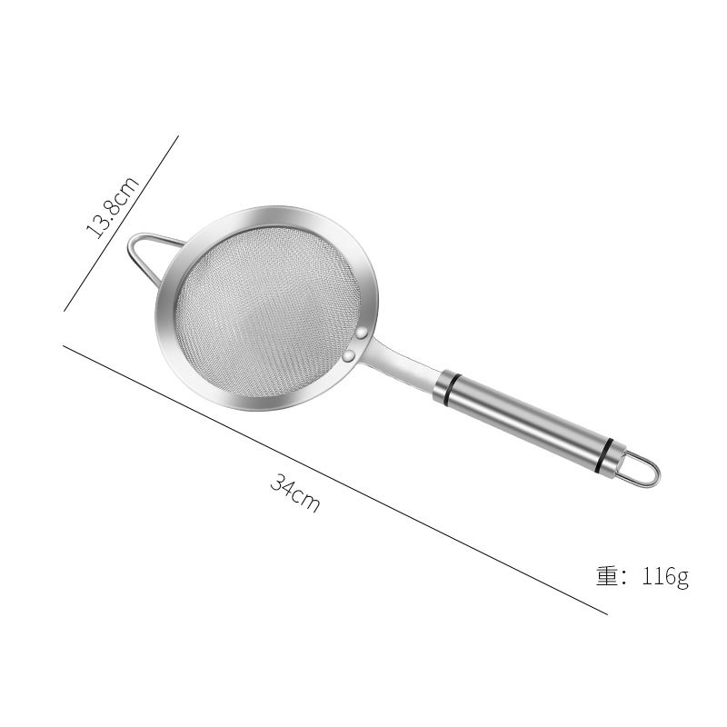 Fuga de malla de acero inoxidable 304 Jugo doméstico Leche de soja Filtro cifrado Filtro tamiz Cocina olla caliente Filtro de aceite Cuchara con colador de rejilla de aceite