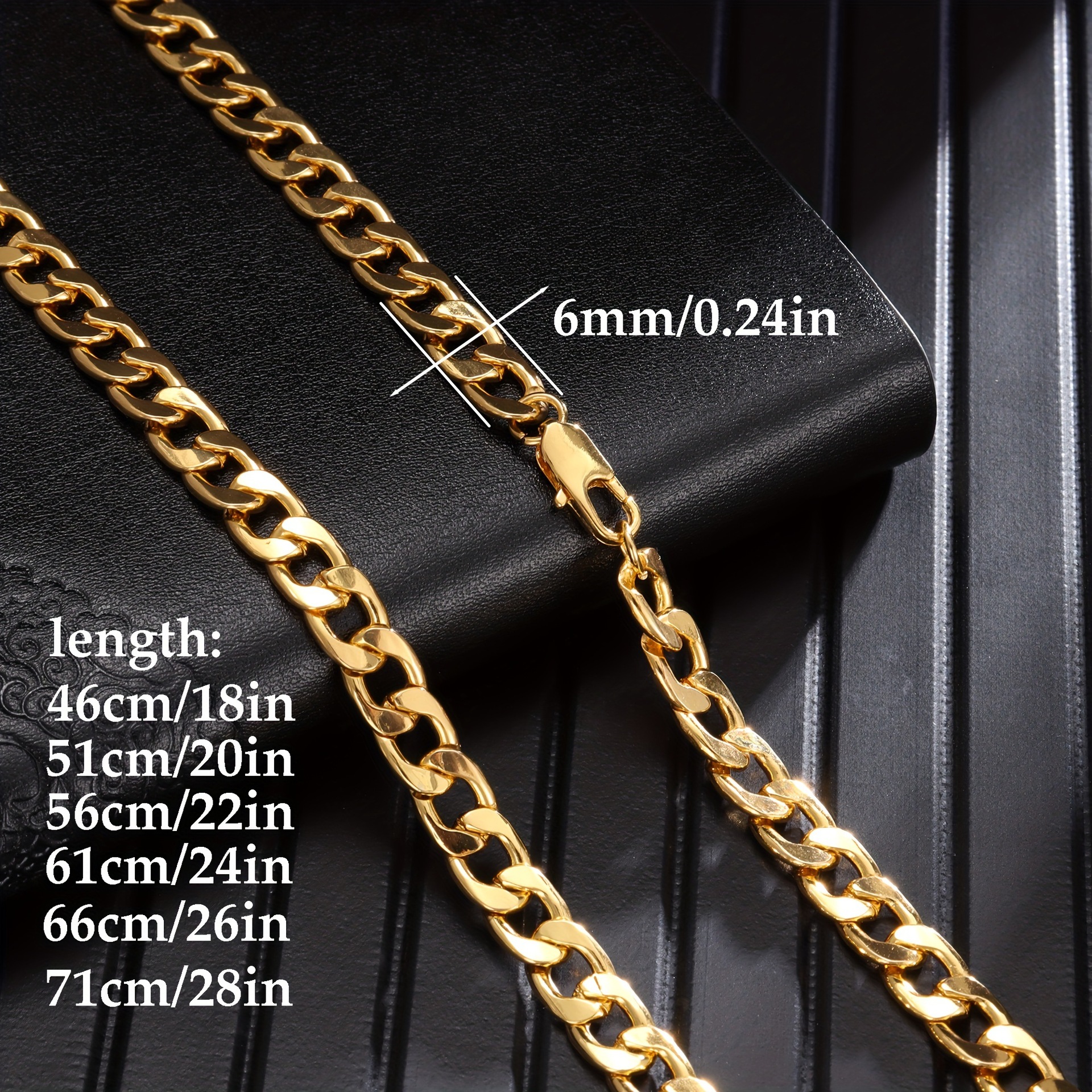 jewelry fashion new gold necklace plated gold men's 6MM sideways necklace_voghion.com