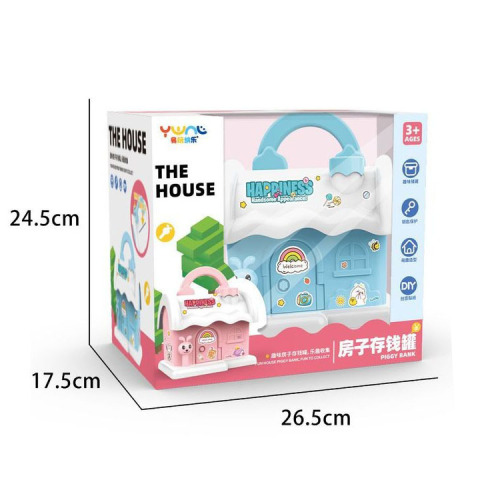 Children's Multifunctional Angel Piggy Bank Bus Money Box with Key Lockable DIY Sticker Kindergarten Gift