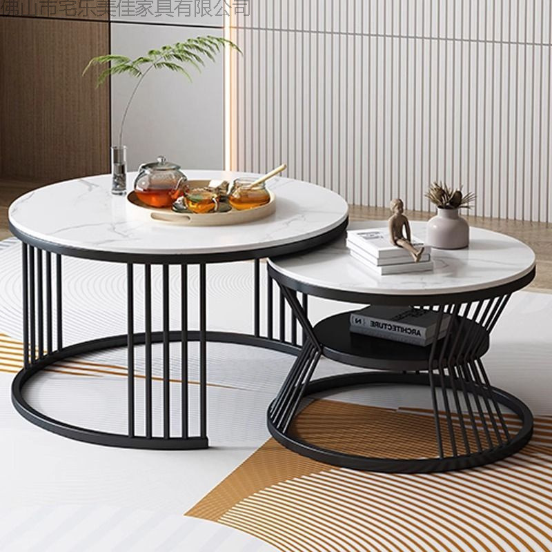 Mesa de té de roca nórdica sala de estar pequeña casa mesa de té redonda mesa de té moderna creativa mesa de té
