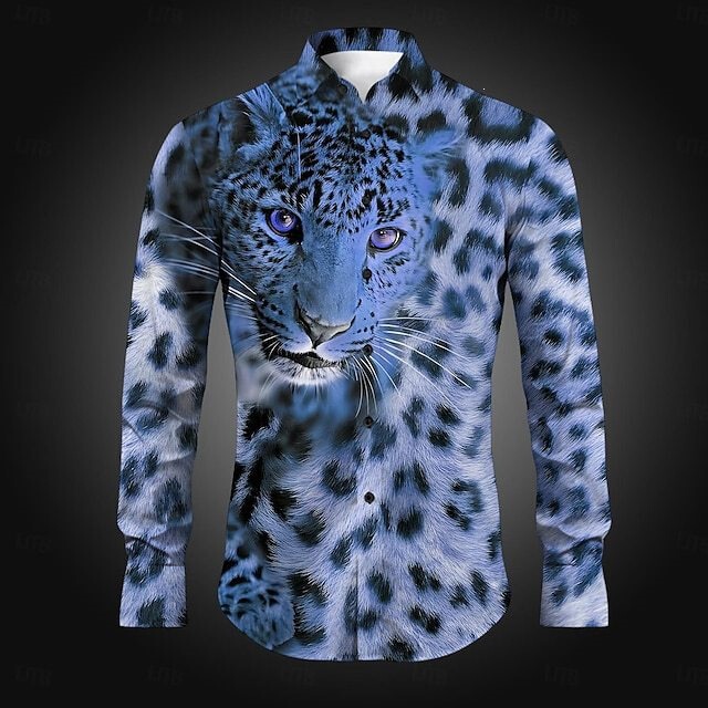 Amazon 2025 European and American Cross-Border New Fashion Trendy Casual Versatile Animal Pattern Men's Long-Sleeved Shirt Amazon 2025 European and American Cross-Border New Fashion Trendy Casual Versatile Animal Pattern Men's Long-Sleeved Shirt