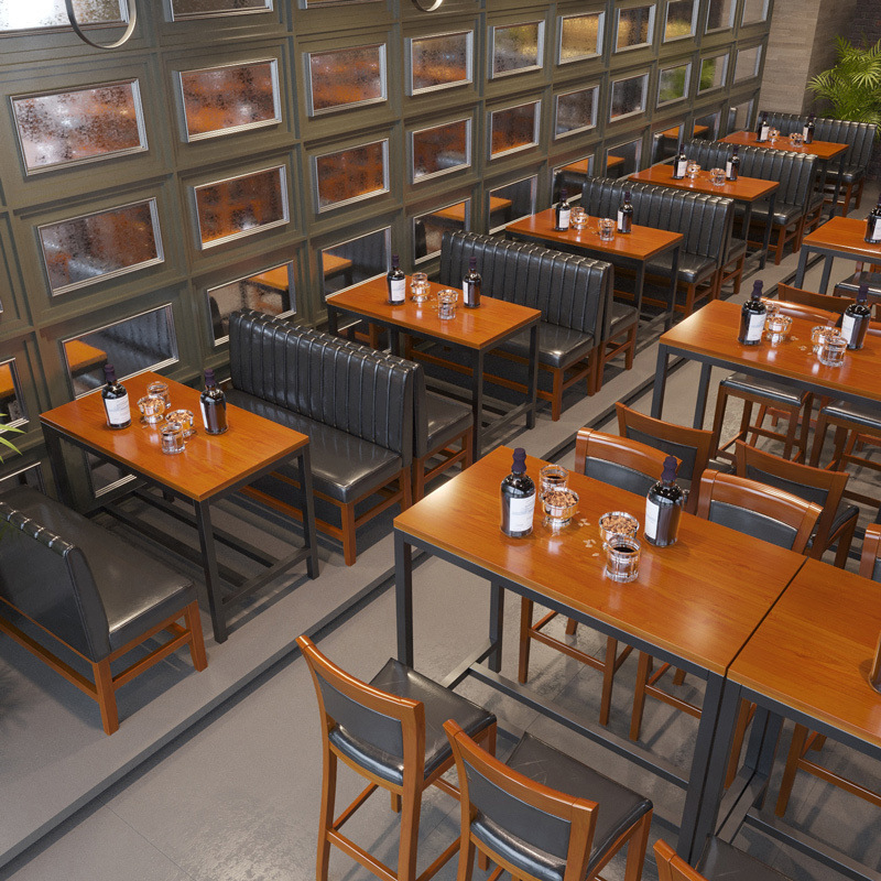 Madera maciza comuna mesa y silla comuna bar silla alta Mesa estilo industrial pub sofá cubierta bar silla