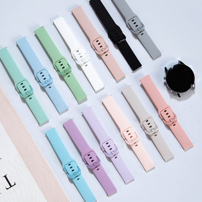 Aplicable Samsung Watch Silicone brazalete hebilla de color Huawei GT acero inoxidable Samsung hebilla correa de reloj deportivo mayorista