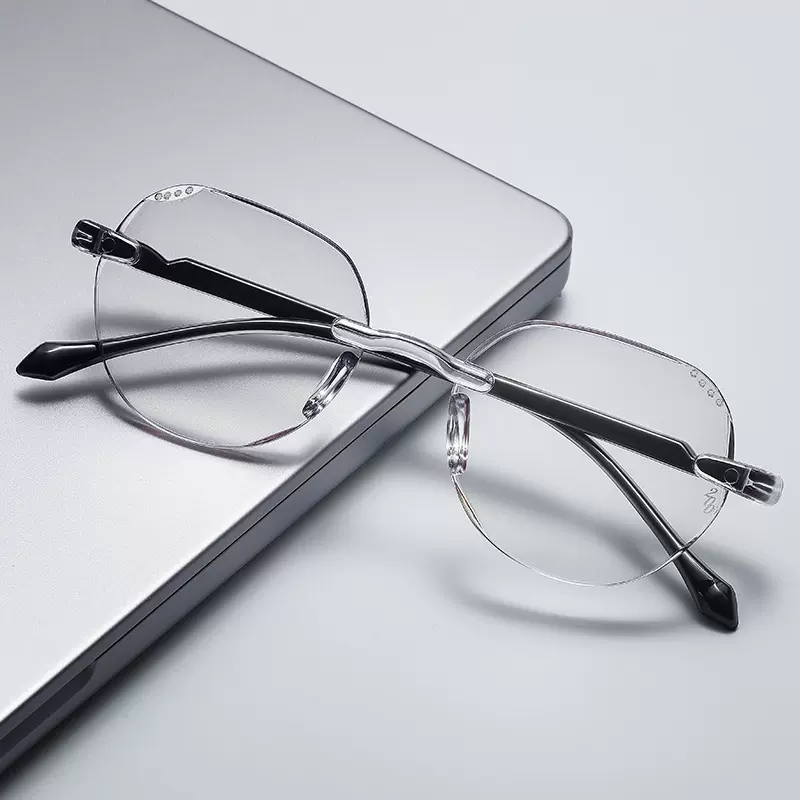 厂家批发时尚一体式防蓝光老花镜轻巧圆形远视眼镜女高清老花现货