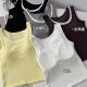 Spring and Summer New Fake Two-piece Camisole Women's Fixed Cup Round Neck Slim-fit Simple Outer Wearing Inner Base Top