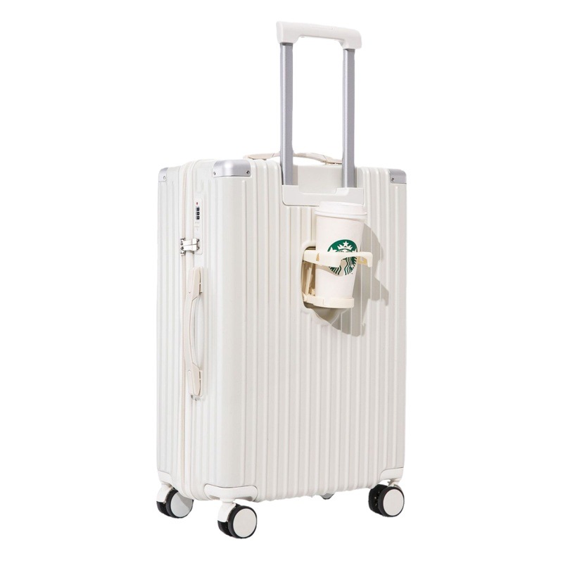 Maleta de cabina de 20 pulgadas con cremallera para mujer de alta gama, maleta multifuncional con ruedas silenciosas y portavasos, para envíos internacionales.