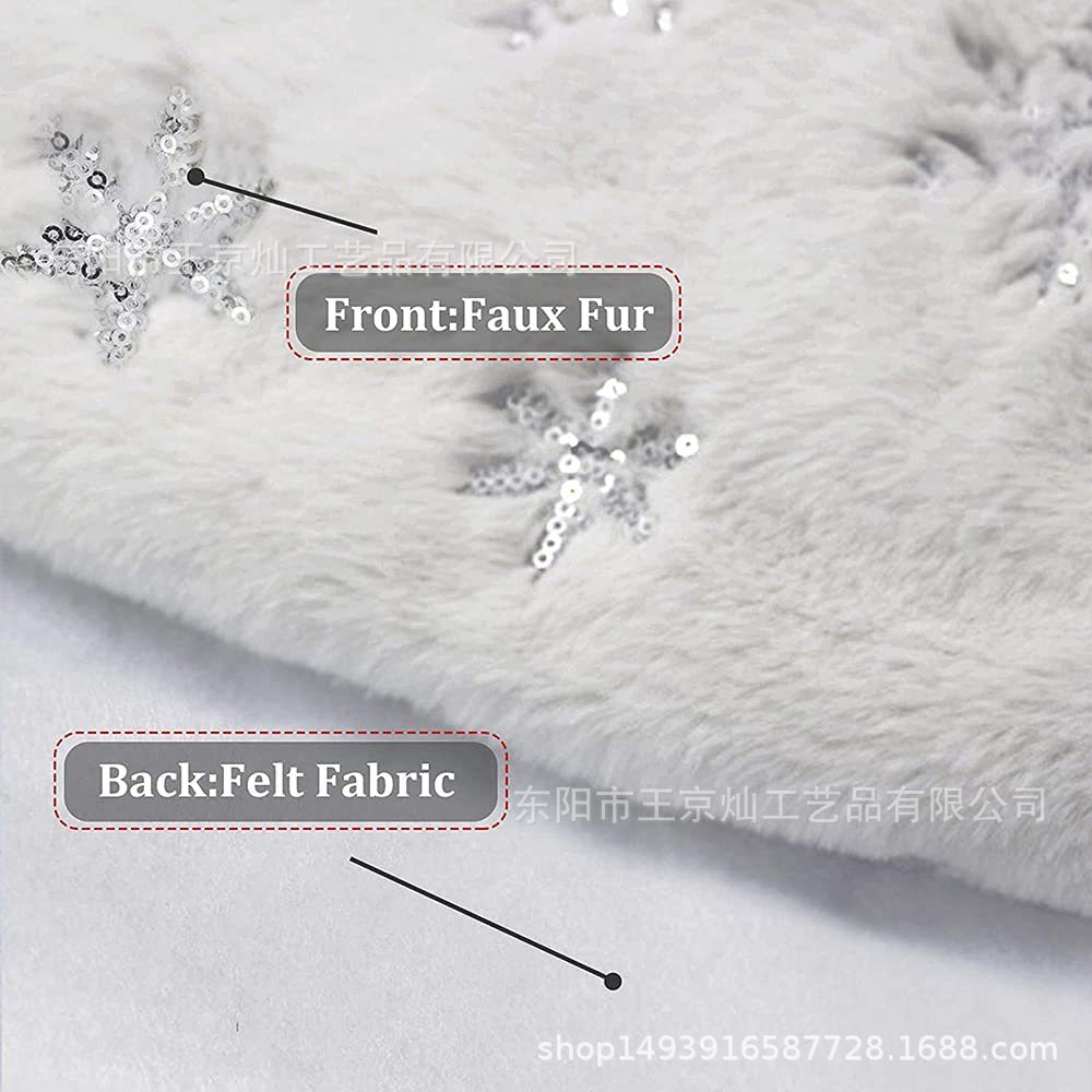 跨境新品热卖白色毛绒雪花亮片树裙 圣诞树树裙 节日圣诞树装饰品