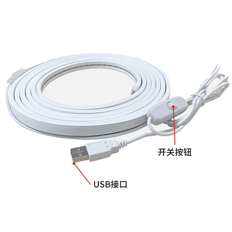 5V シリコーンネオンストリップキャンプナイトライト目の保護ライト USB 電源自己粘着テープスイッチ雰囲気ライト LED|undefined