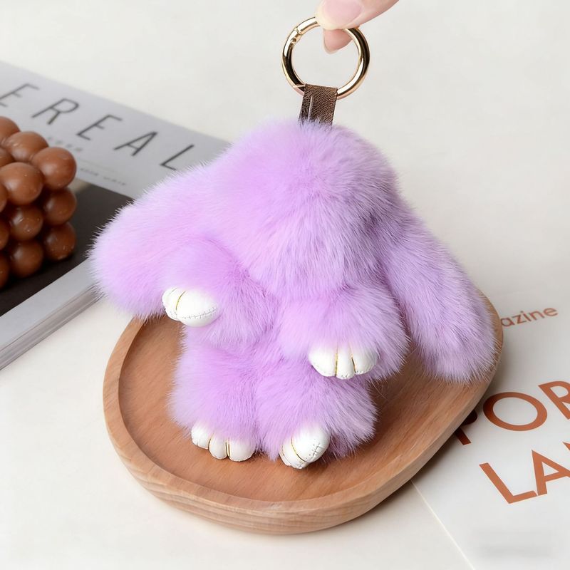 小さなウサギの毛皮ミニチュア装飾品、ウサギの毛皮バッグチャーム、ふわふわで可愛いランドセル、車のキーホルダー飾り|undefined