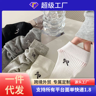 Ins Bow Ultra-thin Women's Tube Solid Color Breathable Mesh Women's Socks College Style Women's Stacked Socks