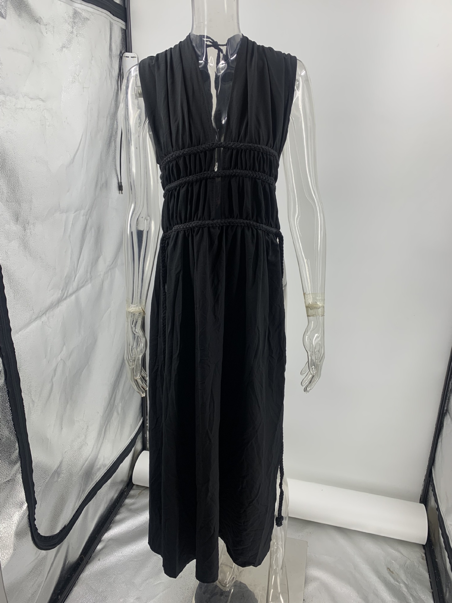 245g Weight Maxi Long Dress Dress Length Type Sleeveless Sleeve Length Tank Dress Dresses Type Linen Fabric Type Mid Waist Waist Line Holiday, Daily Occasion Deep V Neckline Regular Fit Fit Type Solid Color Pattern Summer Season Women's Gender Streetwear Style Wholesale Women's Streetwear Solid Color Holiday Daily Deep V Sleeveless Tank Dress 13