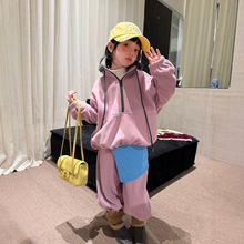 儿童套装2026冬季女童毛毛领拼接一体绒两件套宽松休闲套装末小蒙