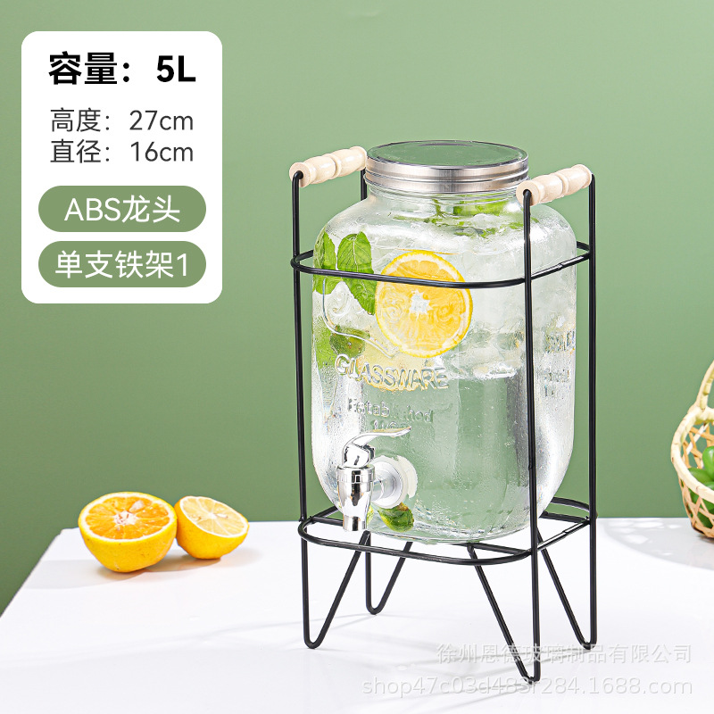 Barril de vidrio grueso barril de cola transparente con grifo sellado barril de frutas taza hervidor certificación de grado alimenticio image 31