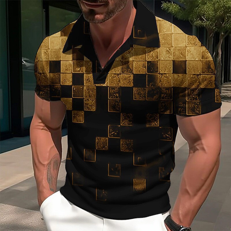 Herren Polohemd Mit Geometrischem Muster Für Golf Und Freizeit_voghion.com