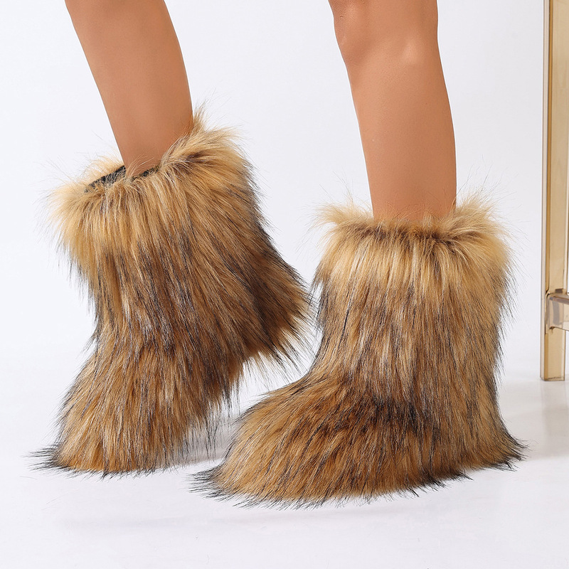 European and American Autumn and Winter Flat High-Top Boots, Furry Boots, Warm Fur Boots, Hot Girl Y2K Mid-Calf Boots, Fur Snow Boots European and American Autumn and Winter Flat High-Top Boots, Furry Boots, Warm Fur Boots, Hot Girl Y2K Mid-Calf Boots, Fur Snow Boots
