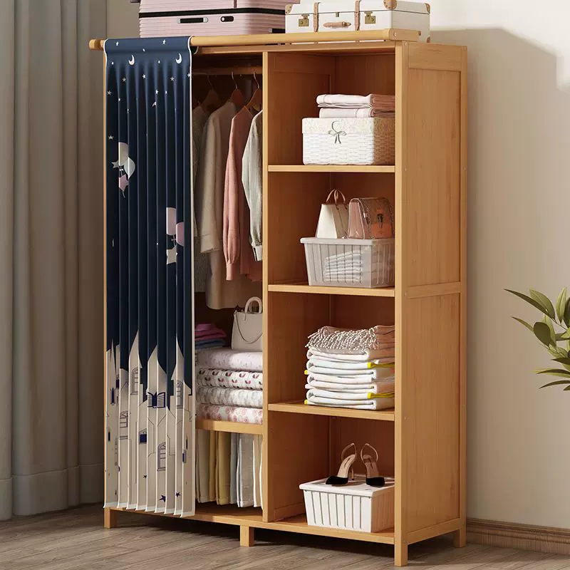 衣柜室内卧室带帘分层收纳大容量置衣柜落地立式收纳柜大型置物柜
