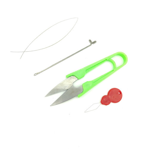 Bead jewelry three-hole hook needle stringing tool Buddha bead needle threader hook small hook needle DIY bead craft accessory