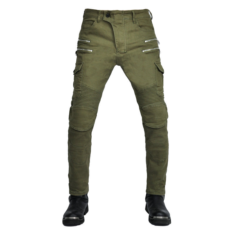 Pantalones vaqueros de la motocicleta de los hombres multi-Bolsa de ropa de trabajo pantalones de montar retro Cuatro Estaciones cremallera elástica off-road anti-caída Pantalones