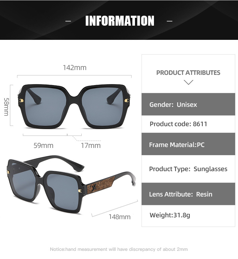 Women's Sunglasses Large Frame Uv Resistant Fashionable Glasses_voghion.com