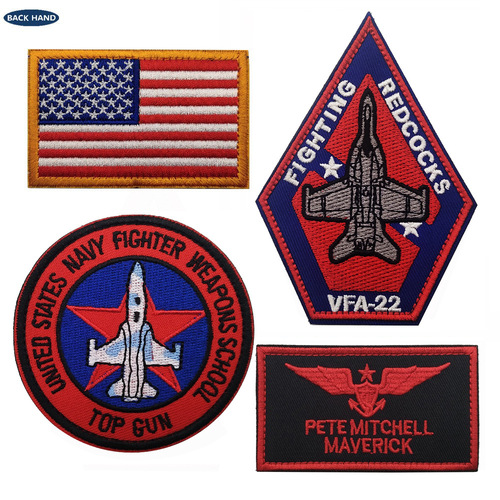 Overseas customers TOP GUN blue line aircraft embroidery patch Top Gun 2 cloth patch Velcro morale patch