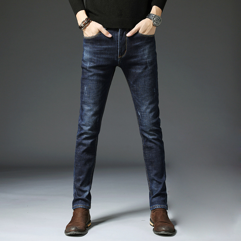New jeans men's elastic spring and autumn casual trousers repair small foot pants men's Korean version of the trend