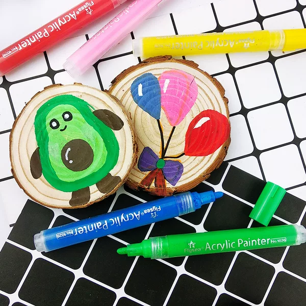 Flysea Water-Based Marker Wholesale Colorful Acrylic Pen Kidsren's Painting Fabric Leather Graffiti Pen Single Colorful Painting