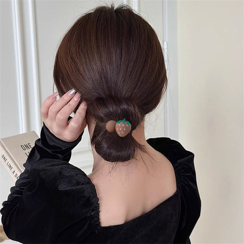 Ins frutas de fresa cuerda de cabeza mujer adorable cabello de correa de goma anillo de cabello de alta elasticidad cuerda de cabello duradera tocado