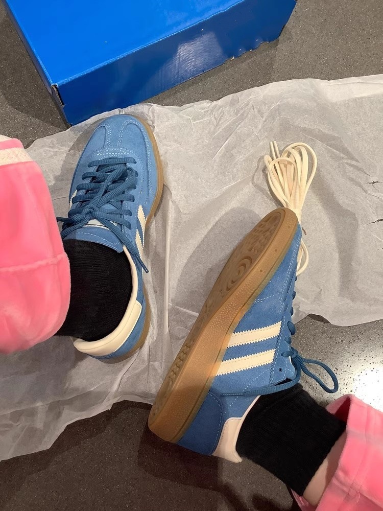 Blue classic German training round toe lace up casual sports versatile flat bottomed Forrest Gump shoes_voghion.com