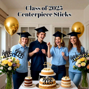Cross-Border Class of 2025 Graduation Season Golden Paper Cake Insert Card for School Party Cake Flag Decoration