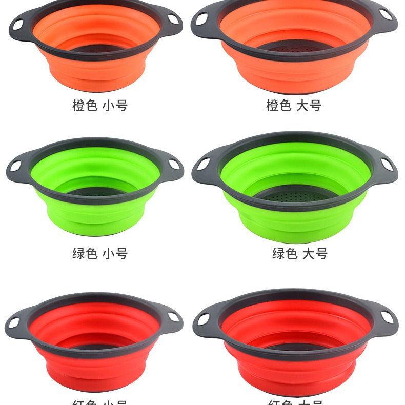 Cesta de drenaje redonda para artículos de cocina plegables cesta de lavado de verduras cesta de frutas marco de drenaje telescópico plegable