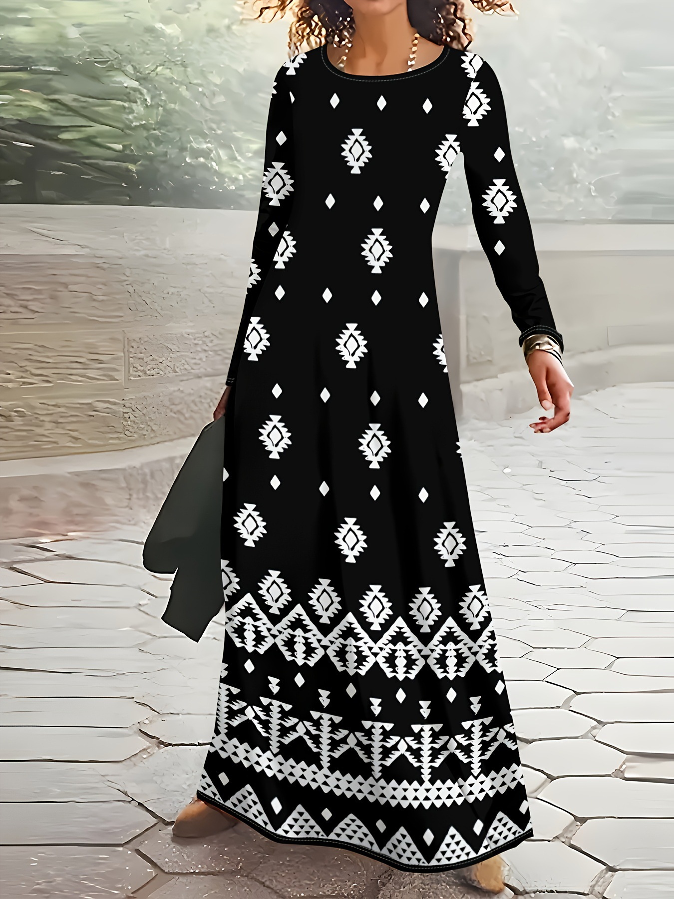 Women's Butterfly Pattern 3D Digital Bohemian Style Printed Party Elegant Long Dress 2025 Cross-Border_ecoleips.com