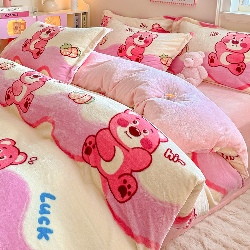 2025 nuevo edredón de seda de leche de una sola pieza de invierno cálido coral 150x200x230 edredón