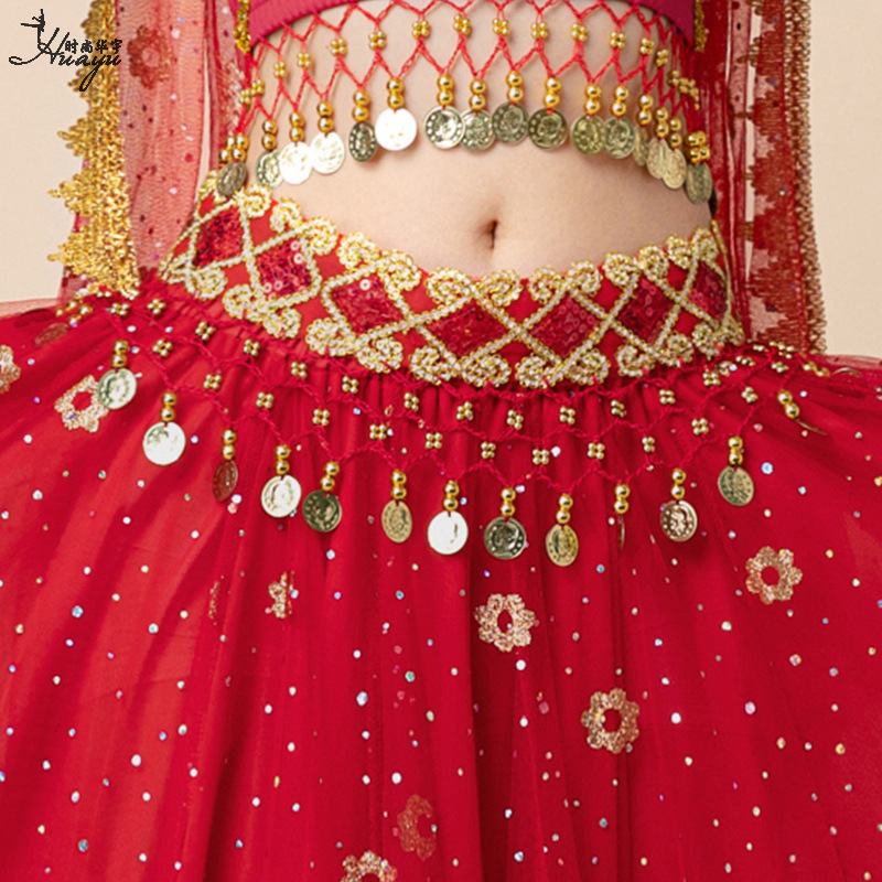Huayu Belly Dance Rhombus Sequin Coin Waist Chain Indian Dance Performance Waist Chain Practice Performance Waist Chain Ready for Sale
