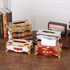 高檔鋅合金紙巾盒輕奢風設計感凸起花紋鋅合金實用擺件桌面裝飾品